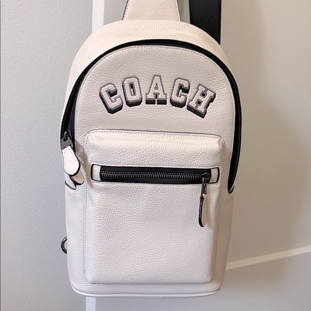 NWT [Coach] Zip-Close West Pack Medium Pebbeled Leather Designer Unisex Backpack - Picture 4 of 14